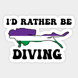 I'd Rather Be Diving: Genderqueer Pride Sticker